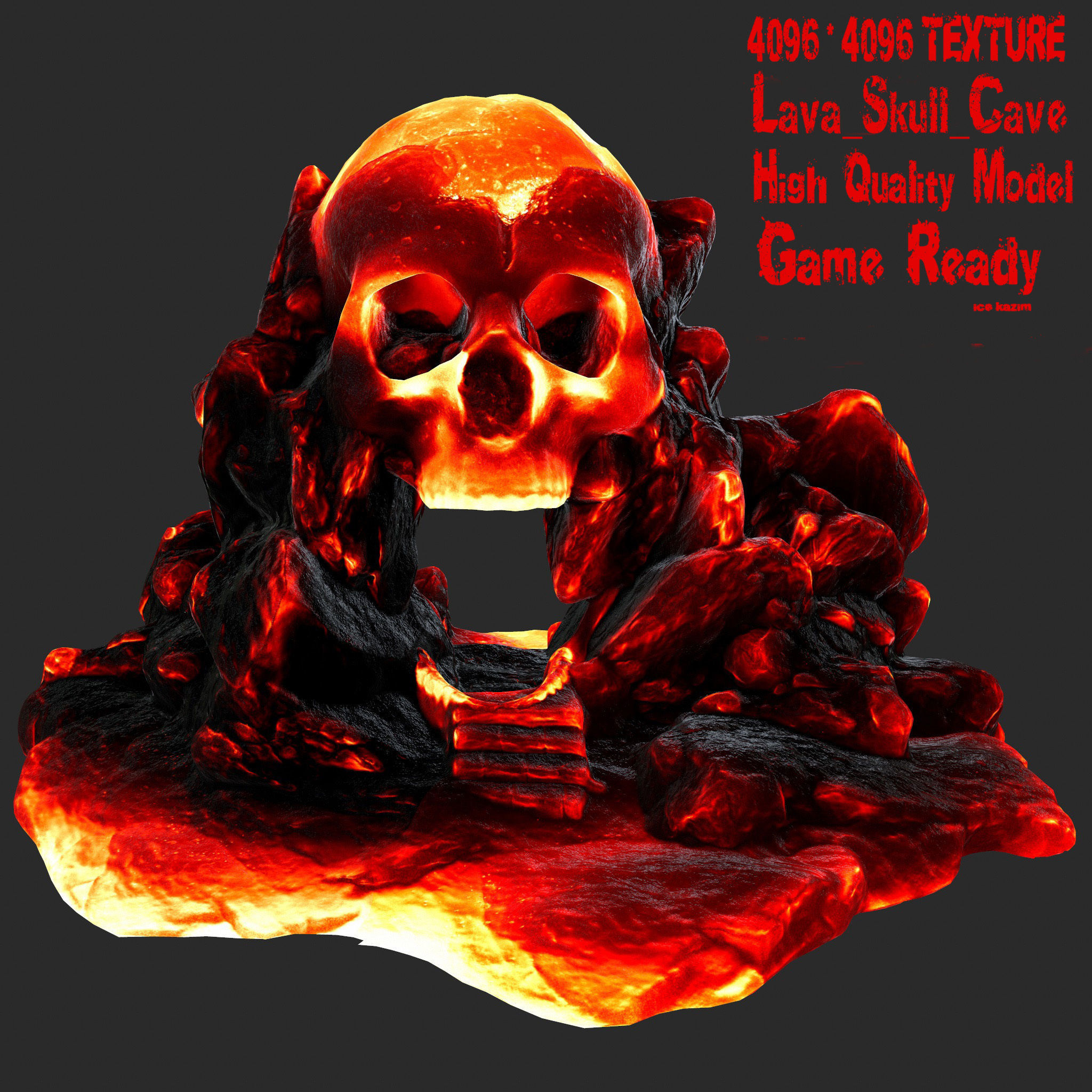 lava skull cave 1 Low-poly 3D model_1