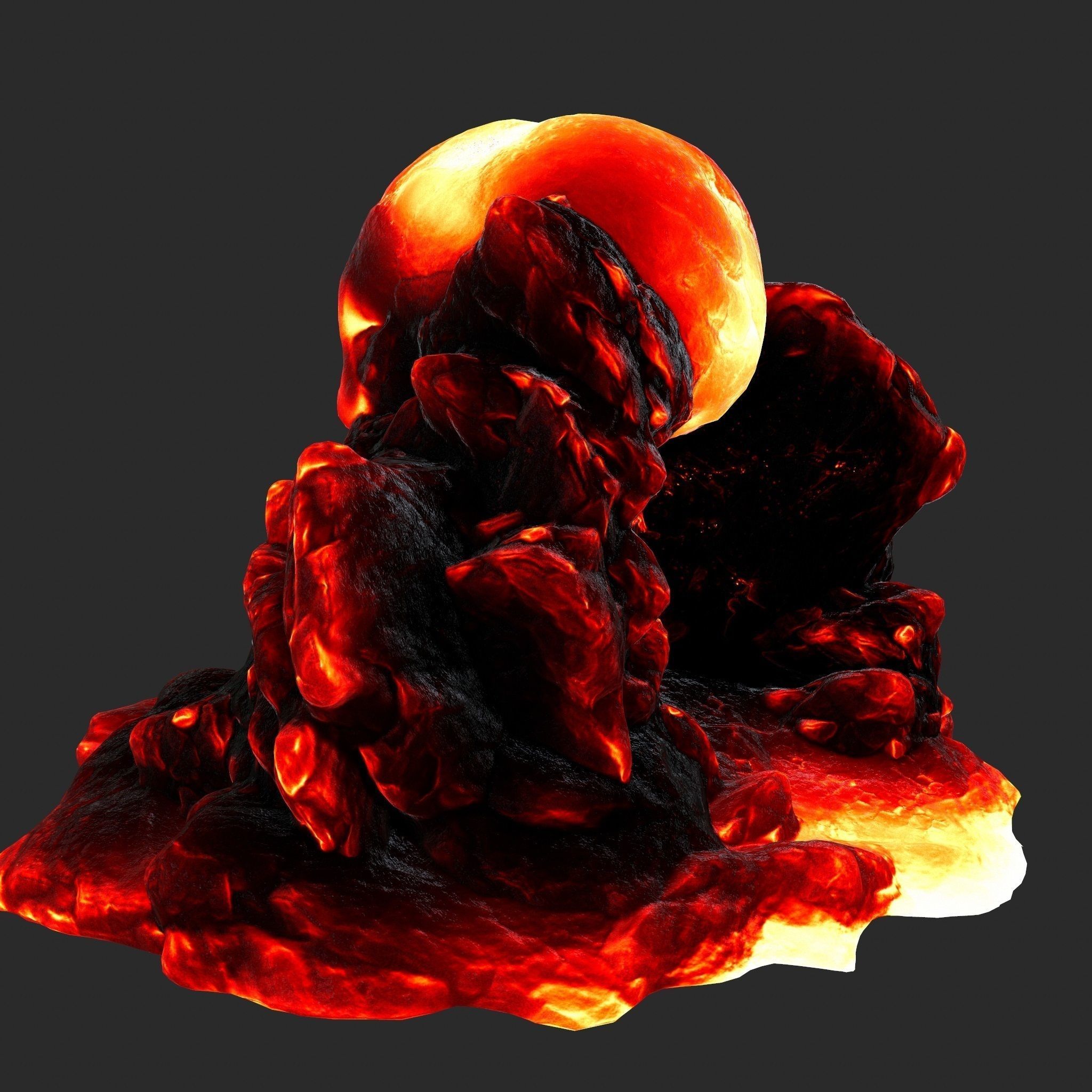 lava skull cave 1 Low-poly 3D model_5