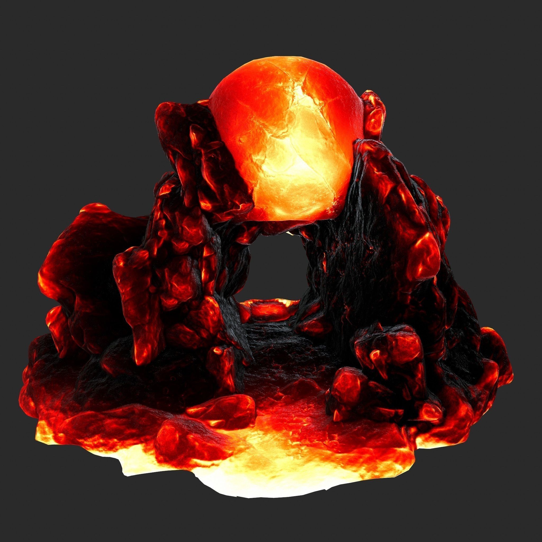 lava skull cave 1 Low-poly 3D model_4