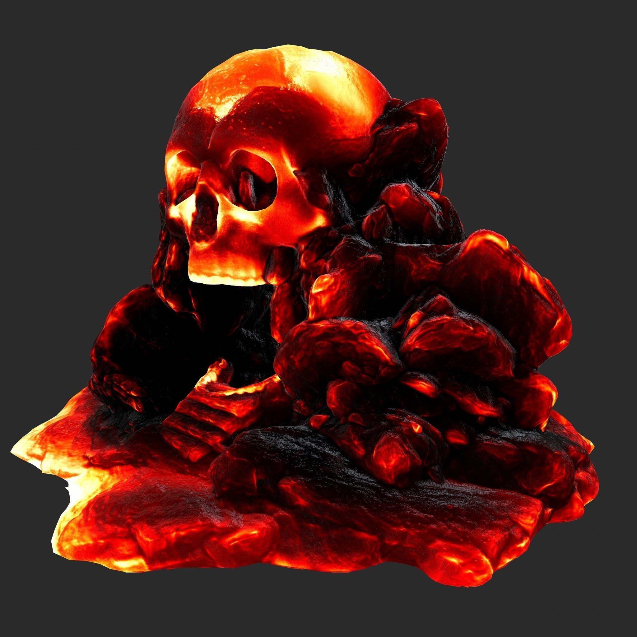 lava skull cave 1 Low-poly 3D model_6