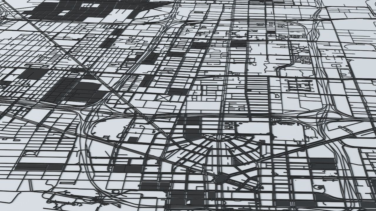 Detroit Road Network and Streets 3D model_4