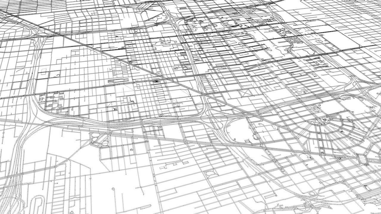 Detroit Road Network and Streets 3D model_9