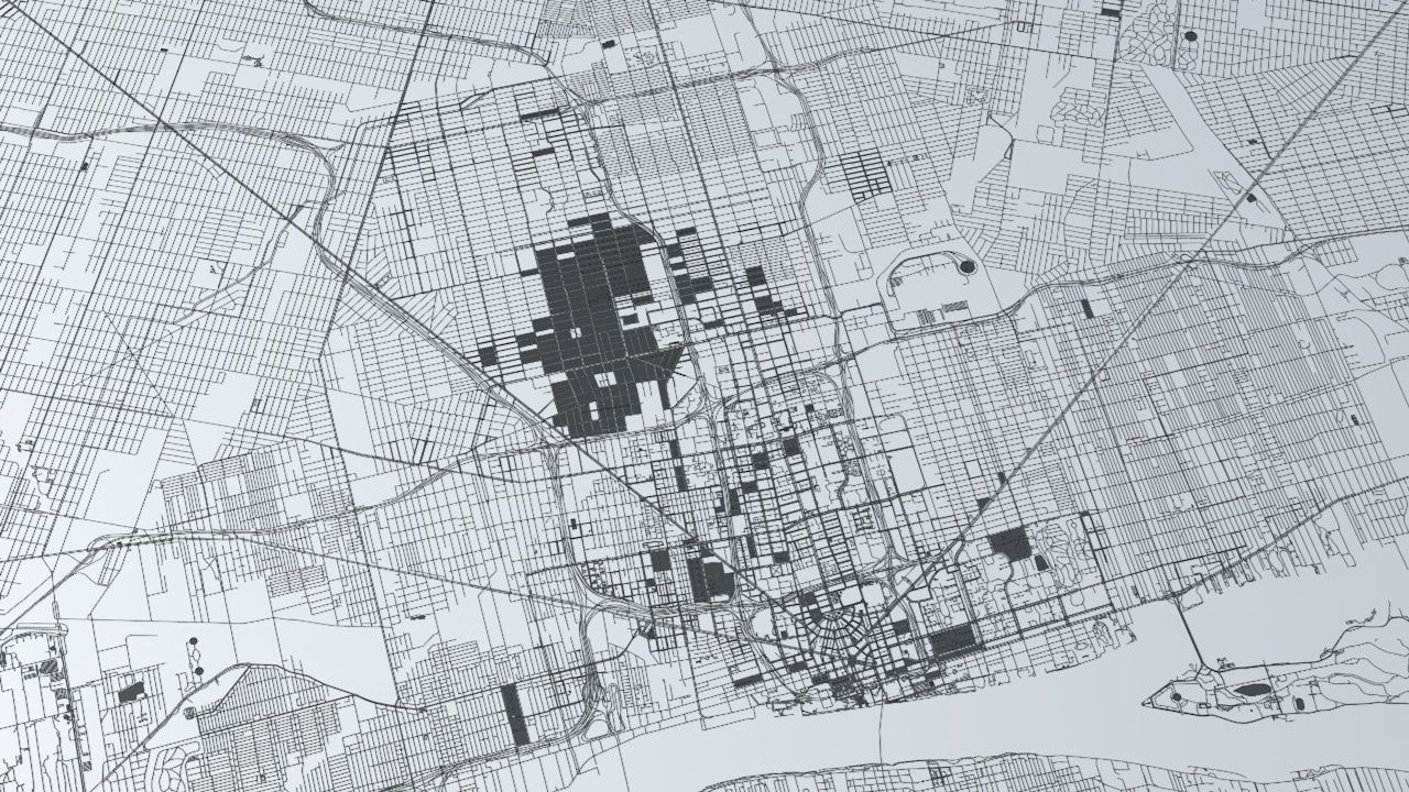 Detroit Road Network and Streets 3D model_1