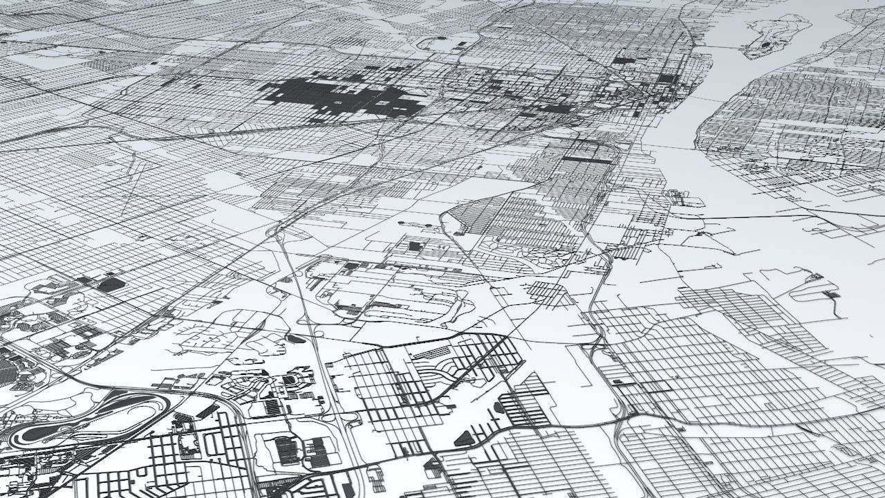 Detroit Road Network and Streets 3D model_3