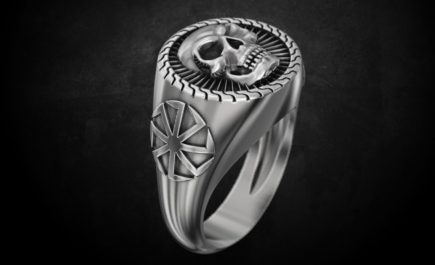 Ring with skull and patterns of many sizes 151 3D print model_2