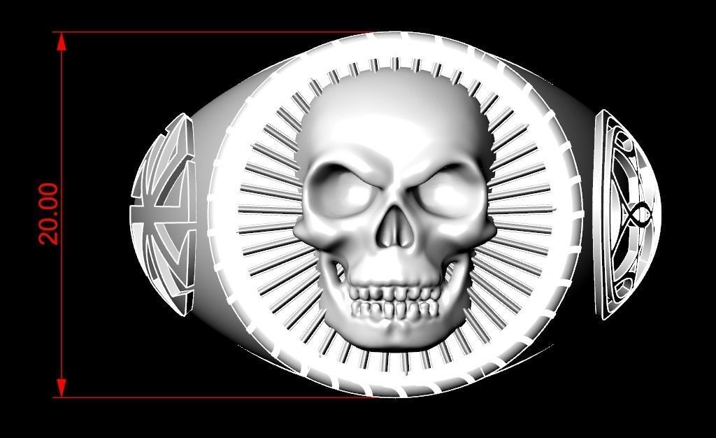 Ring with skull and patterns of many sizes 151 3D print model_14