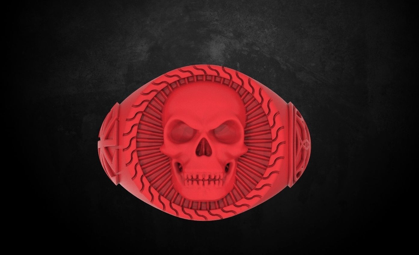 Ring with skull and patterns of many sizes 151 3D print model_11