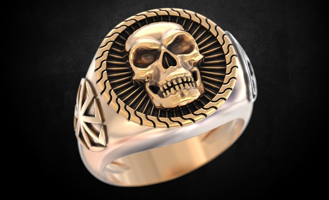 Ring with skull and patterns of many sizes 151 3D print model_1