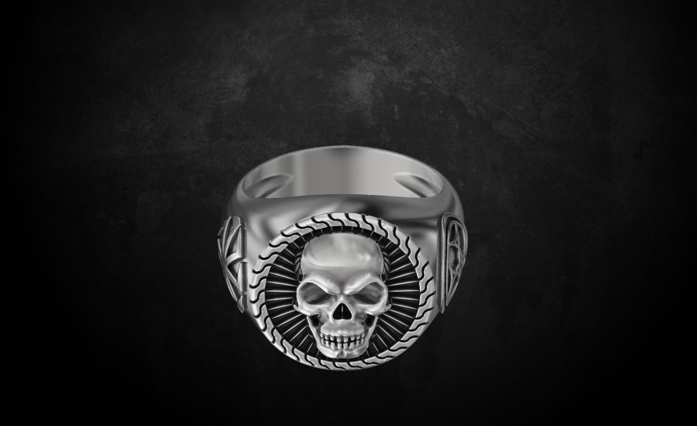 Ring with skull and patterns of many sizes 151 3D print model_5