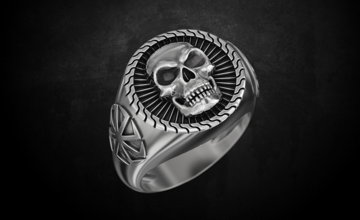 Ring with skull and patterns of many sizes 151 3D print model_6