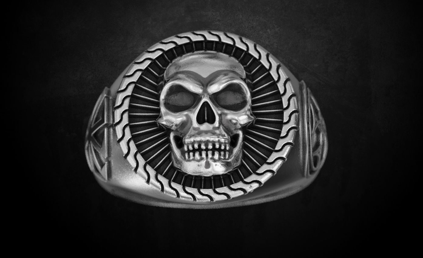 Ring with skull and patterns of many sizes 151 3D print model_7