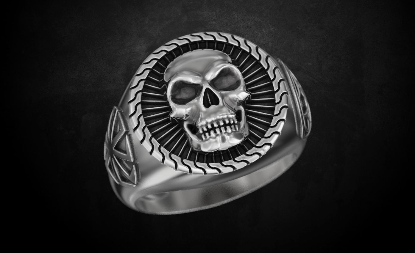 Ring with skull and patterns of many sizes 151 3D print model_9