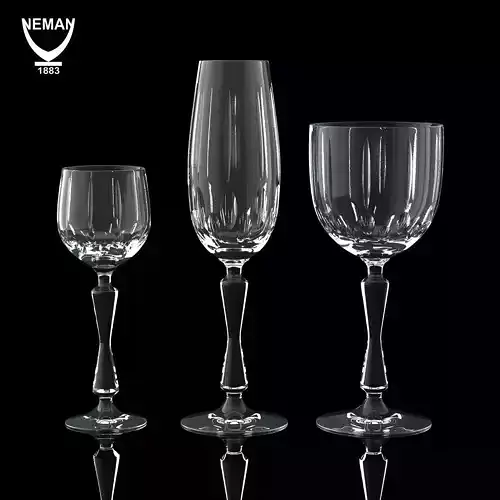 Set wine glass Low-poly 3D model