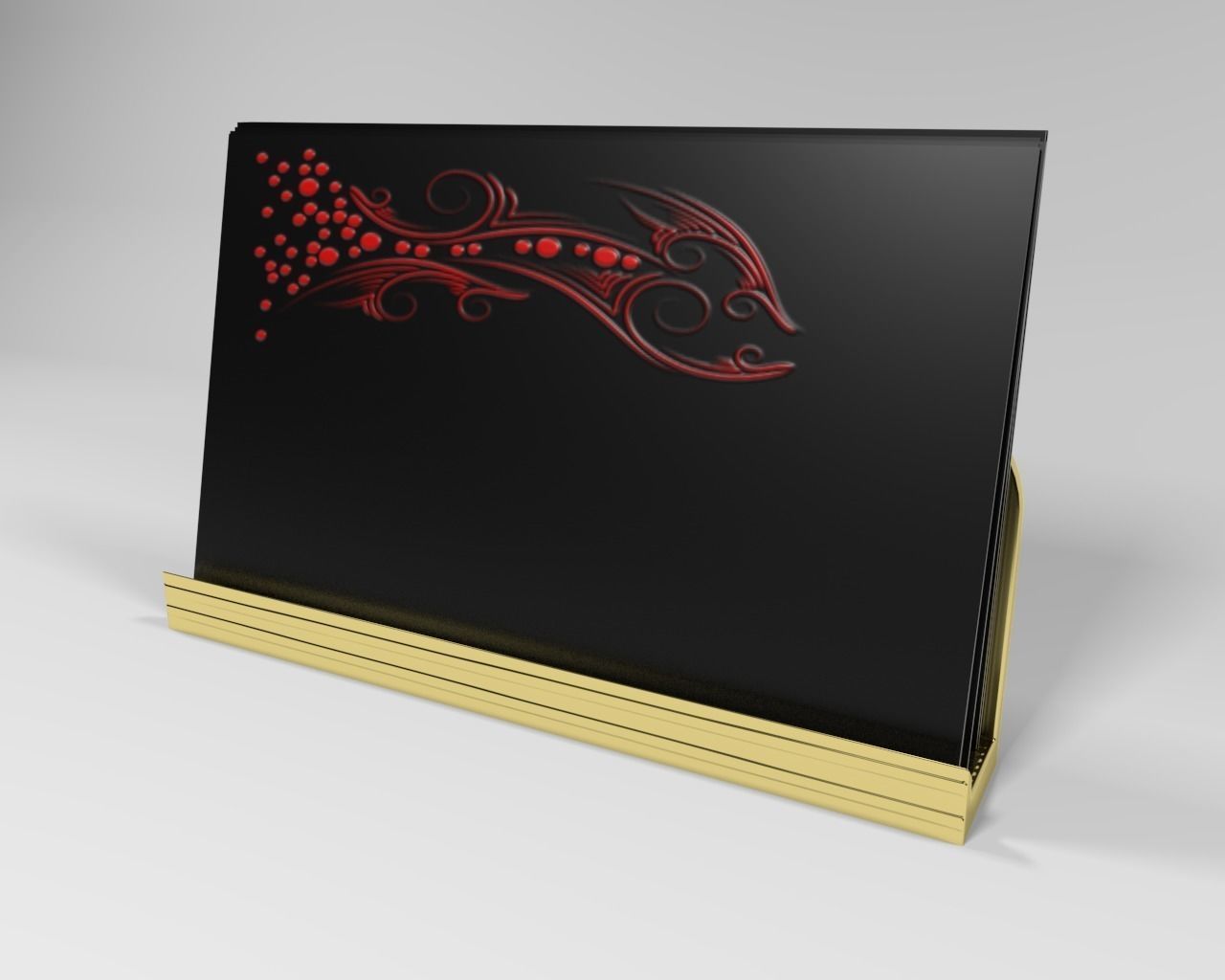 Desktop Business card holder with business cards 3D model_7