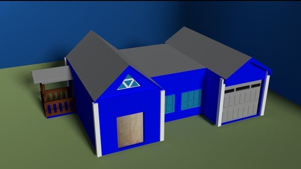 simple house Low-poly 3D model_3