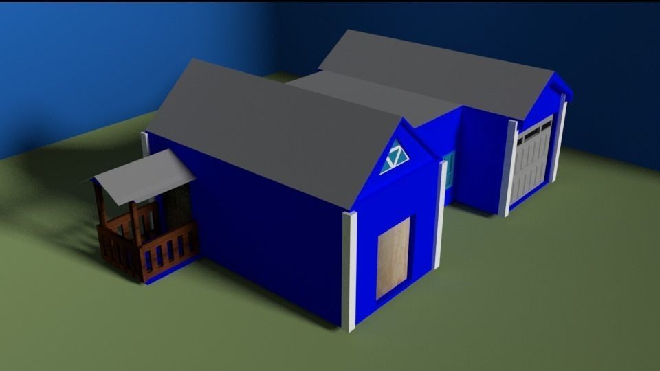 simple house Low-poly 3D model_0