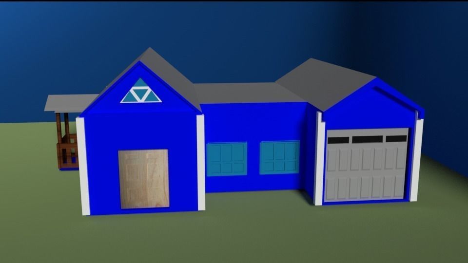 simple house Low-poly 3D model_1