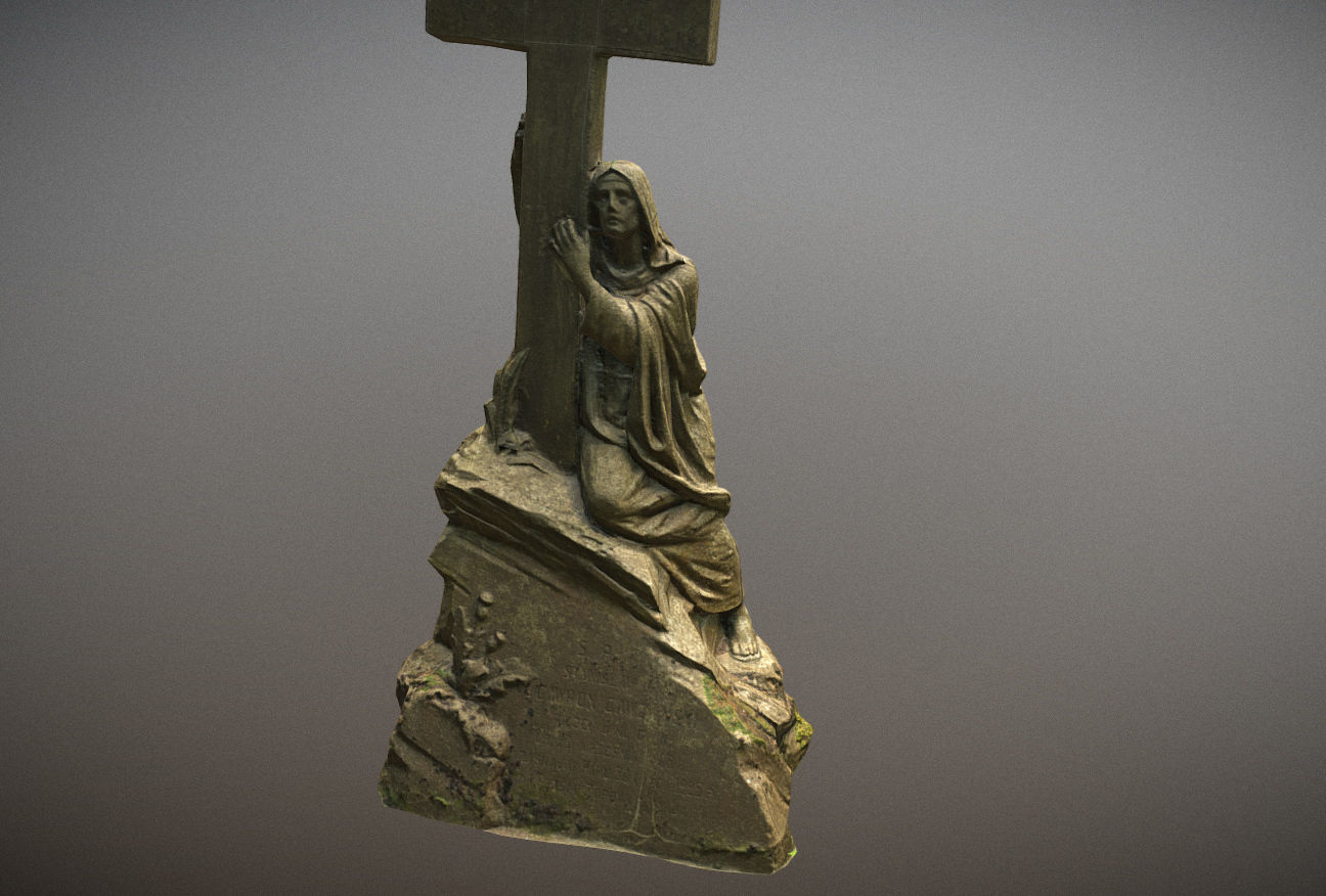 Cemetery graveyard thombstones crosses and a crypt Low-poly 3D model_98