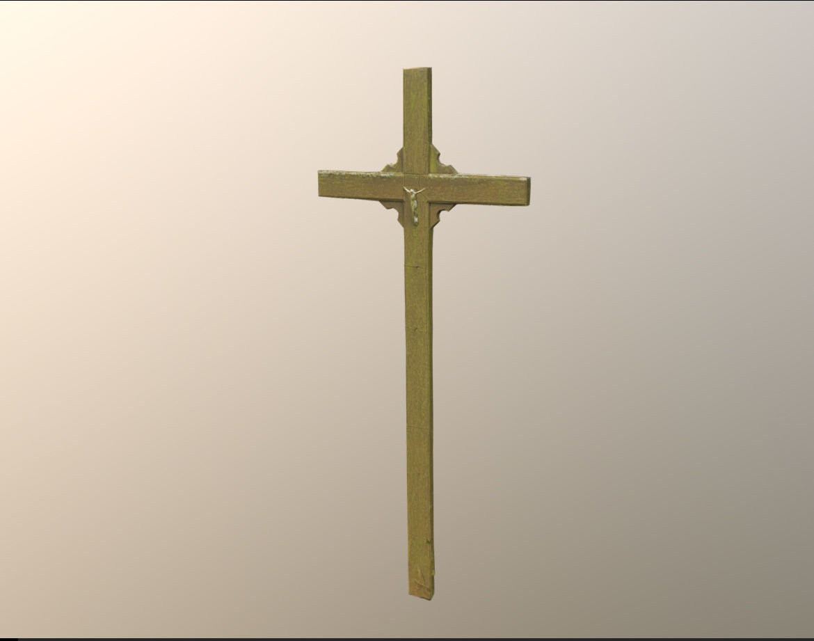 Cemetery graveyard thombstones crosses and a crypt Low-poly 3D model_141