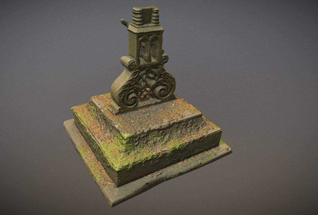 Cemetery graveyard thombstones crosses and a crypt Low-poly 3D model_78