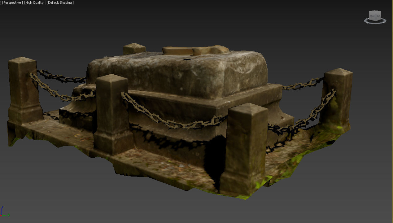 Cemetery graveyard thombstones crosses and a crypt Low-poly 3D model_24