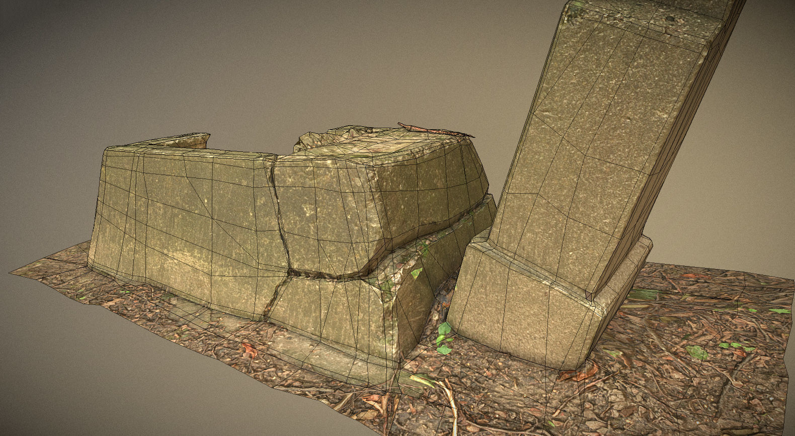 Cemetery graveyard thombstones crosses and a crypt Low-poly 3D model_11