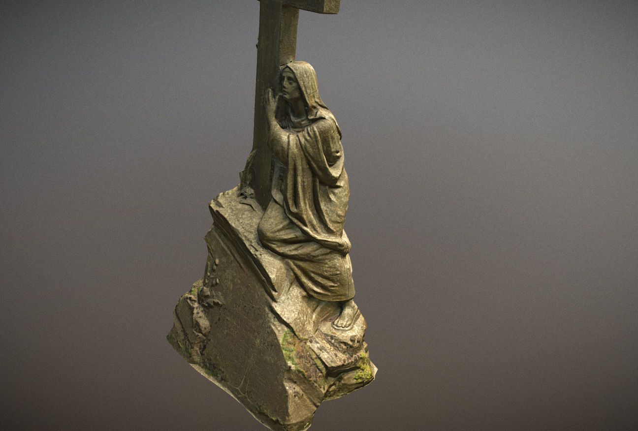 Cemetery graveyard thombstones crosses and a crypt Low-poly 3D model_97