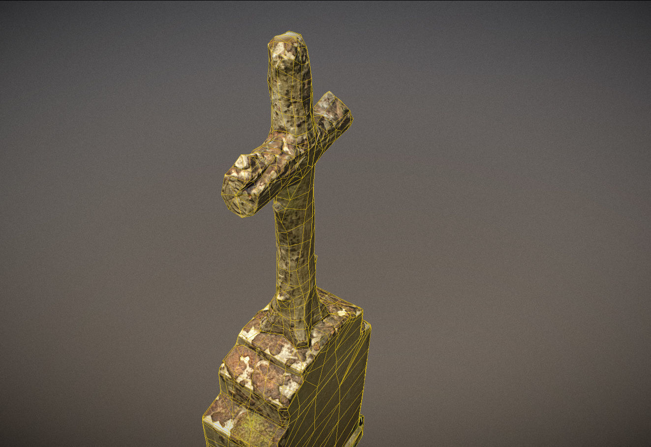 Cemetery graveyard thombstones crosses and a crypt Low-poly 3D model_118
