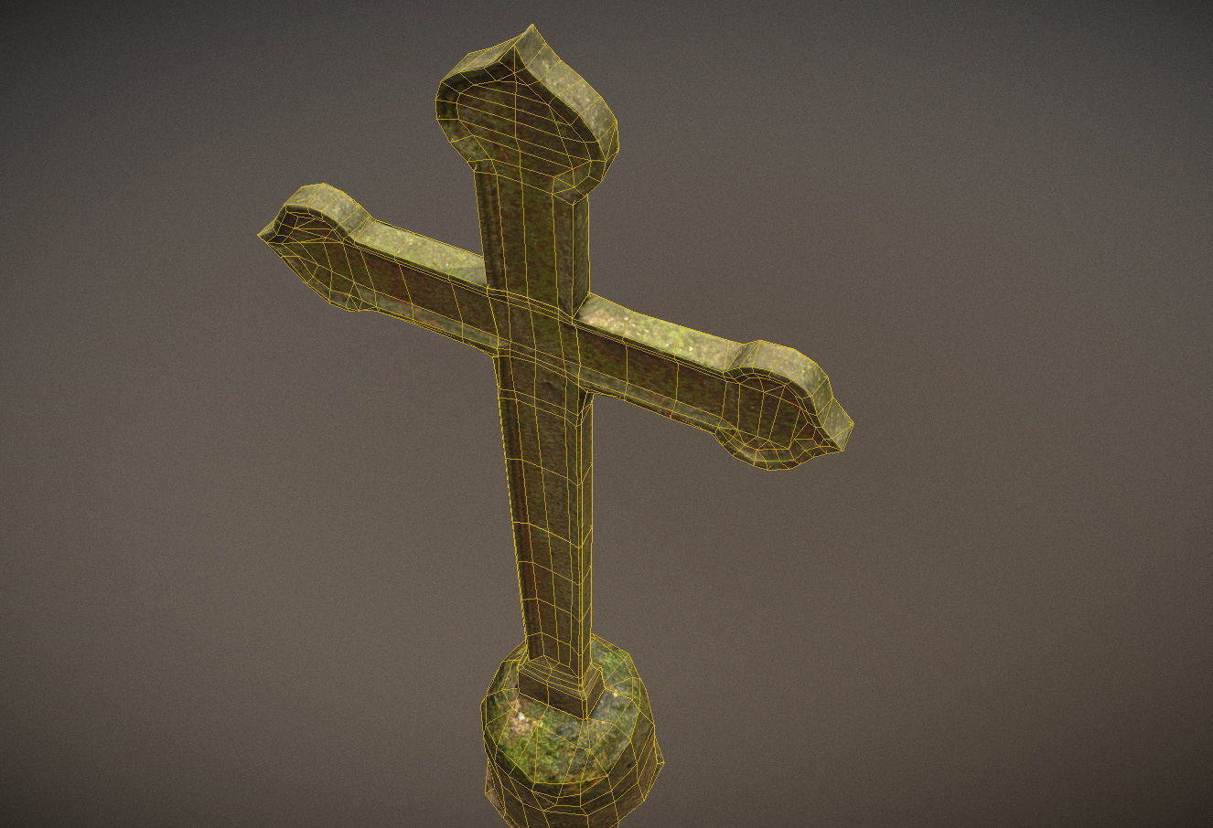 Cemetery graveyard thombstones crosses and a crypt Low-poly 3D model_44