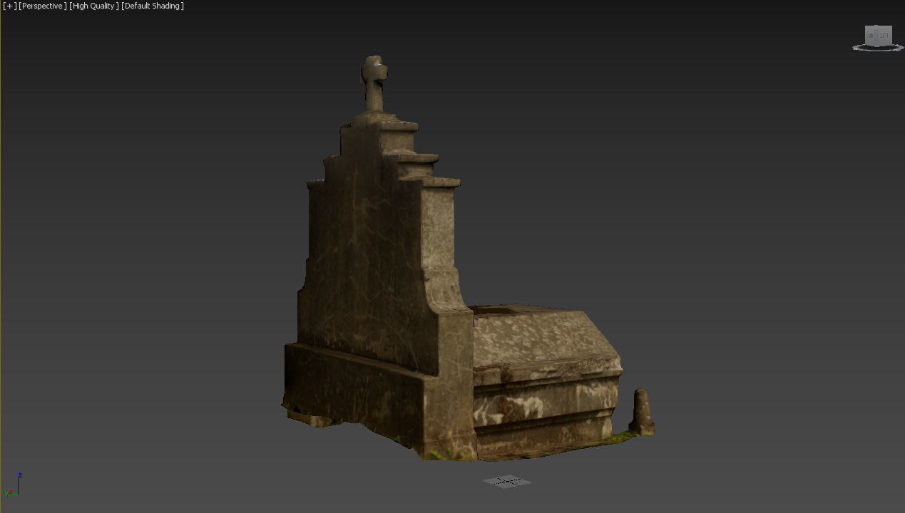 Cemetery graveyard thombstones crosses and a crypt Low-poly 3D model_30