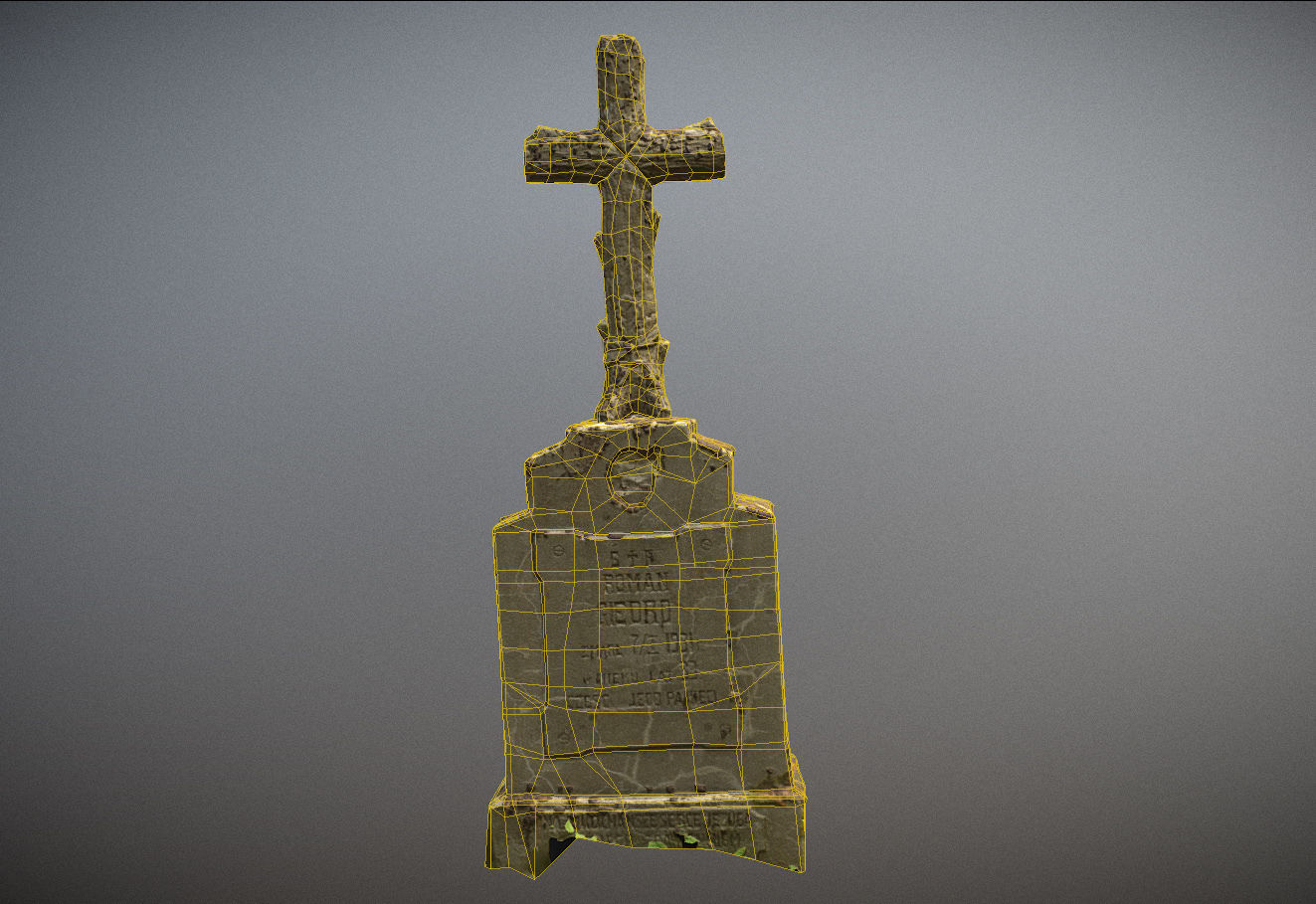 Cemetery graveyard thombstones crosses and a crypt Low-poly 3D model_117