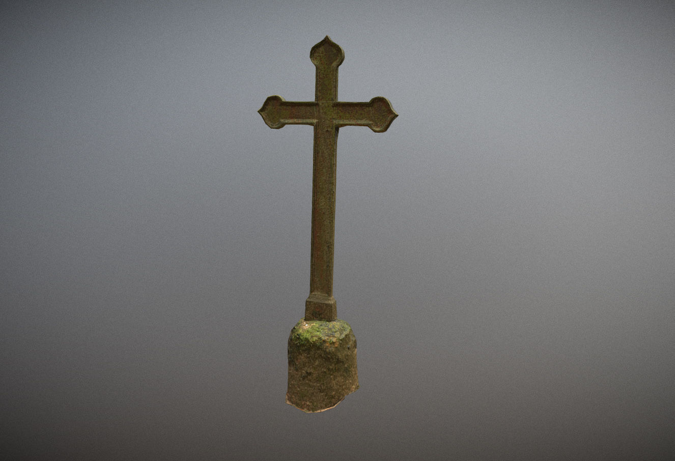 Cemetery graveyard thombstones crosses and a crypt Low-poly 3D model_48