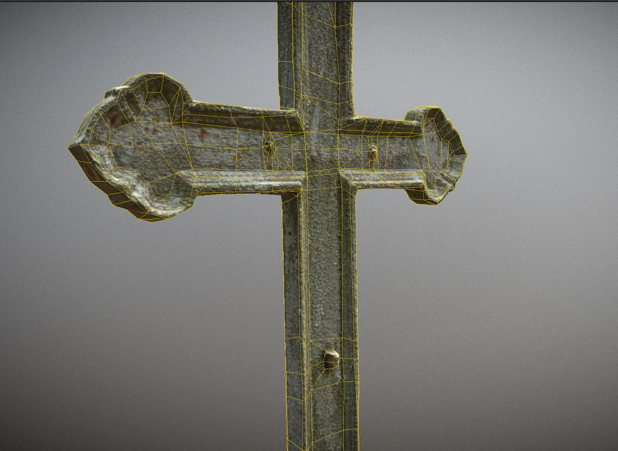 Cemetery graveyard thombstones crosses and a crypt Low-poly 3D model_37