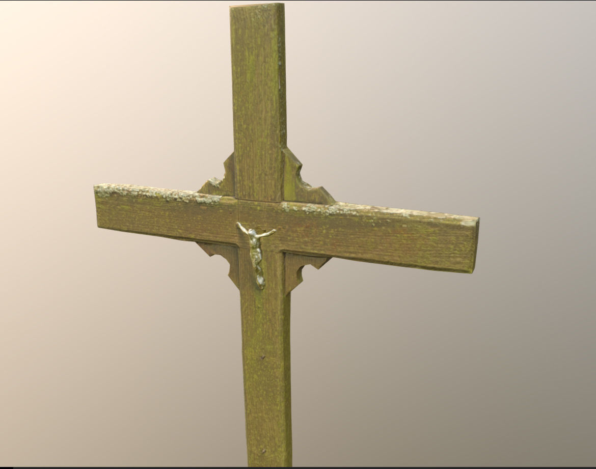 Cemetery graveyard thombstones crosses and a crypt Low-poly 3D model_138
