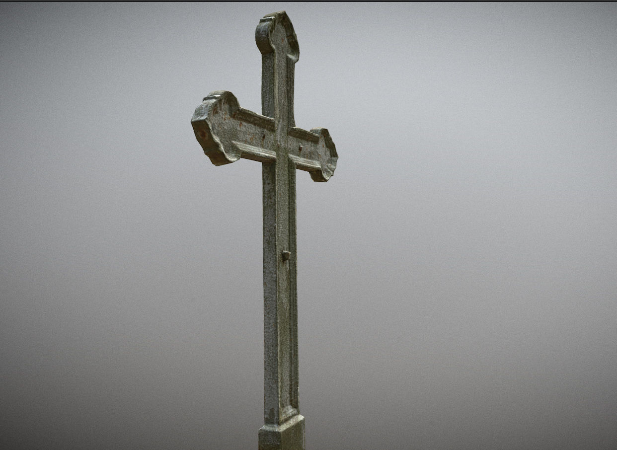 Cemetery graveyard thombstones crosses and a crypt Low-poly 3D model_40