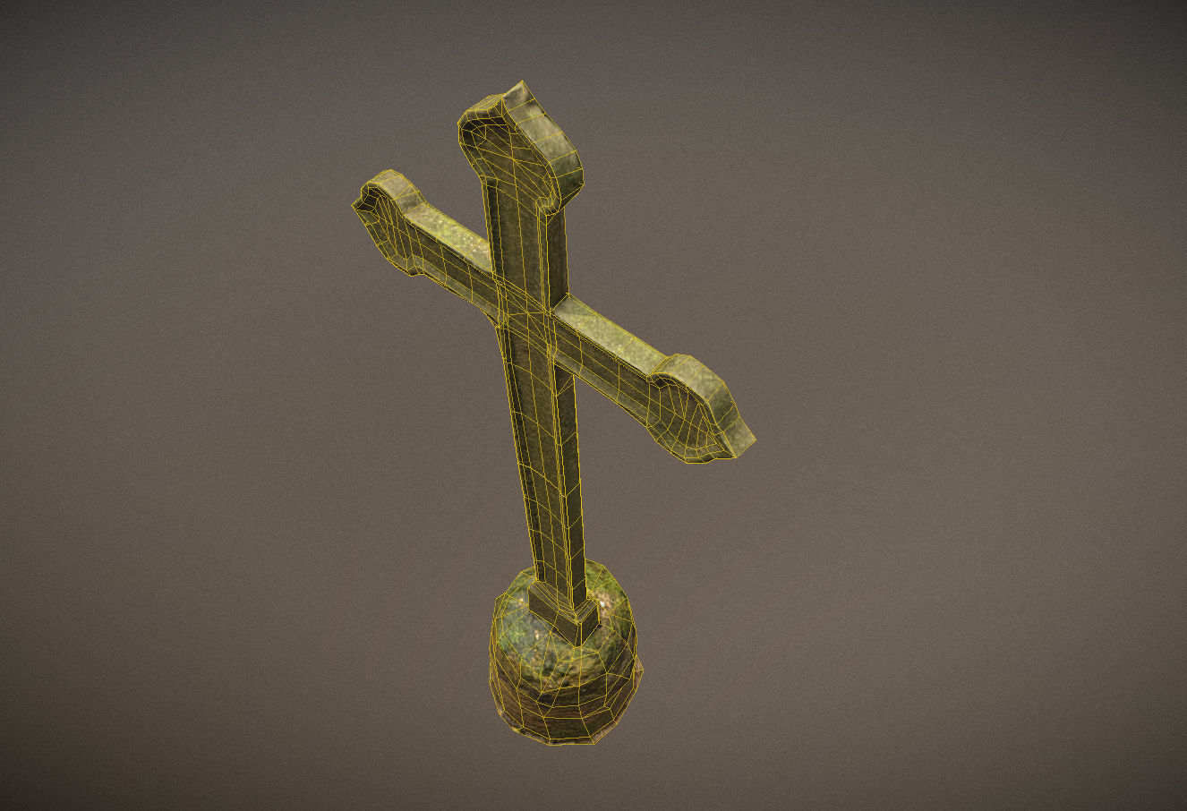 Cemetery graveyard thombstones crosses and a crypt Low-poly 3D model_45