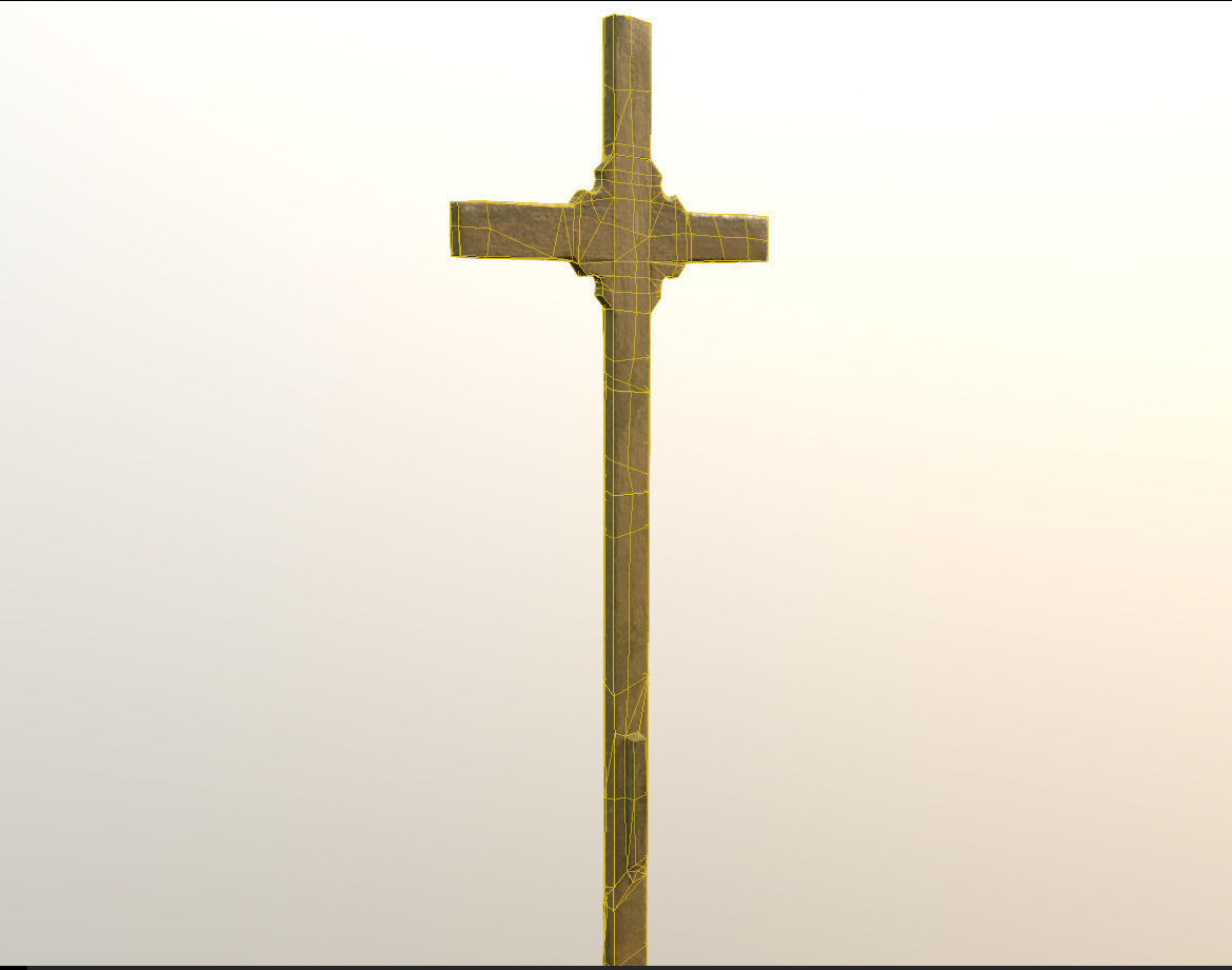 Cemetery graveyard thombstones crosses and a crypt Low-poly 3D model_135