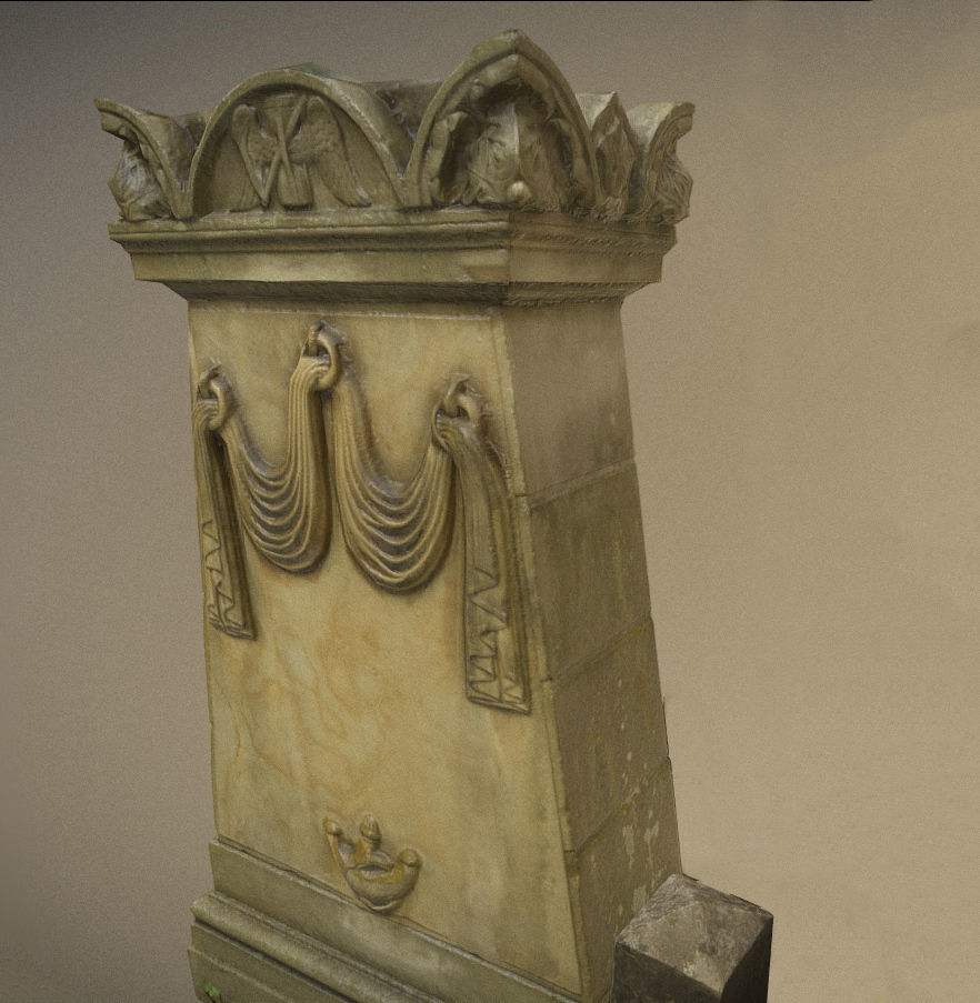 Cemetery graveyard thombstones crosses and a crypt Low-poly 3D model_65