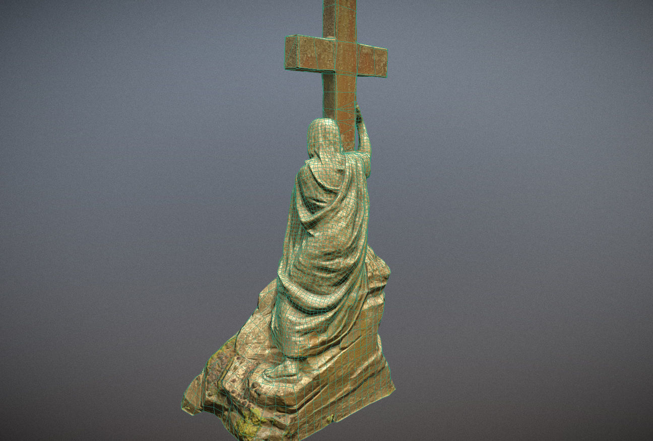 Cemetery graveyard thombstones crosses and a crypt Low-poly 3D model_87