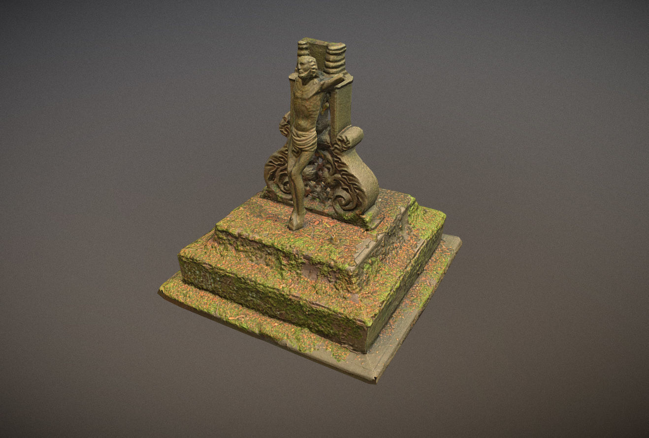 Cemetery graveyard thombstones crosses and a crypt Low-poly 3D model_77