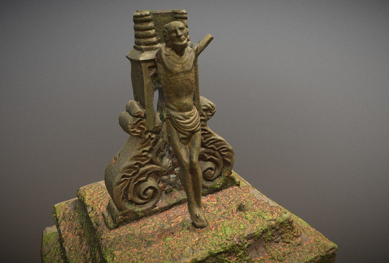 Cemetery graveyard thombstones crosses and a crypt Low-poly 3D model_73