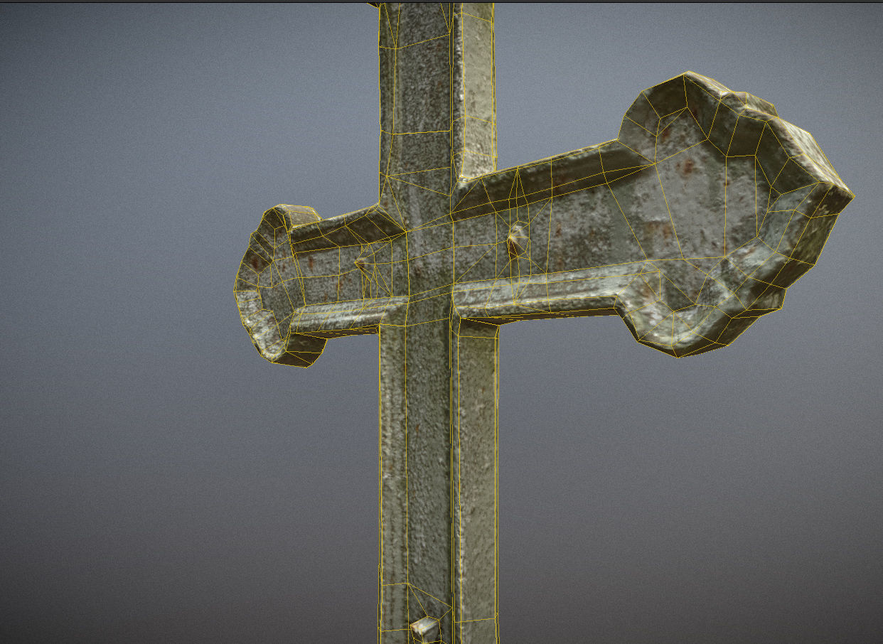 Cemetery graveyard thombstones crosses and a crypt Low-poly 3D model_36