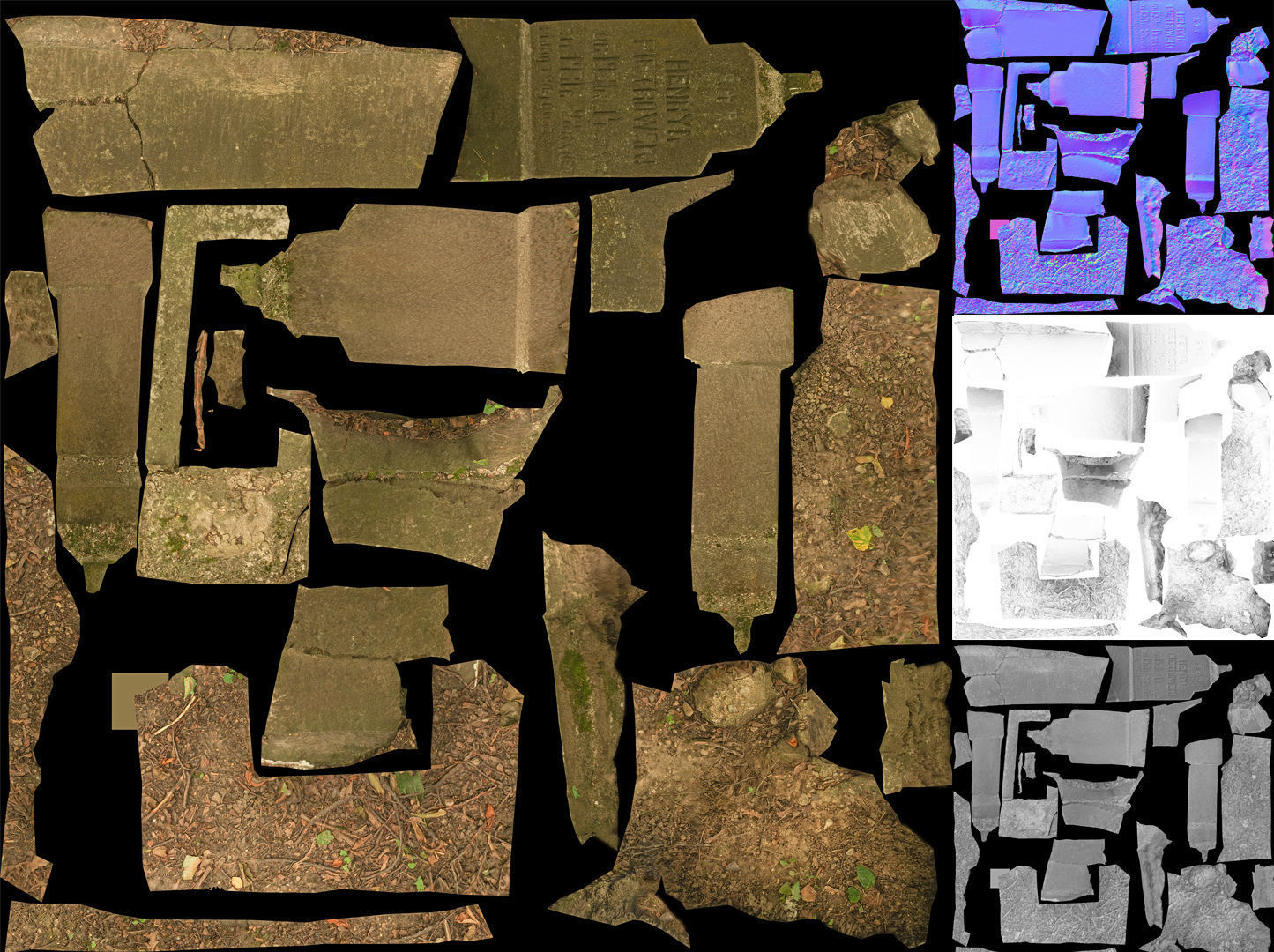 Cemetery graveyard thombstones crosses and a crypt Low-poly 3D model_19