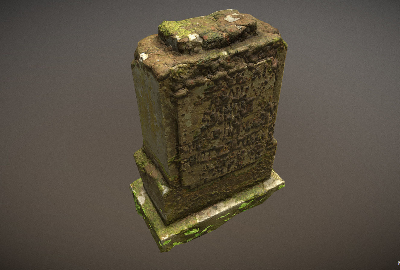 Cemetery graveyard thombstones crosses and a crypt Low-poly 3D model_104