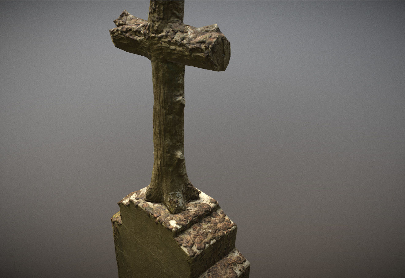 Cemetery graveyard thombstones crosses and a crypt Low-poly 3D model_120