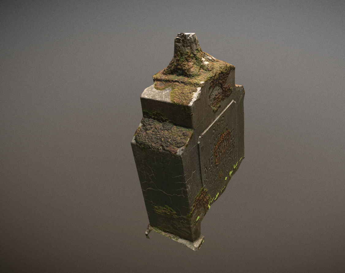 Cemetery graveyard thombstones crosses and a crypt Low-poly 3D model_4