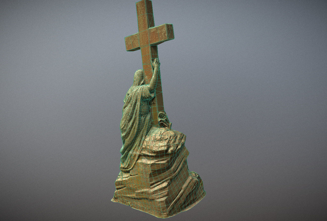 Cemetery graveyard thombstones crosses and a crypt Low-poly 3D model_86