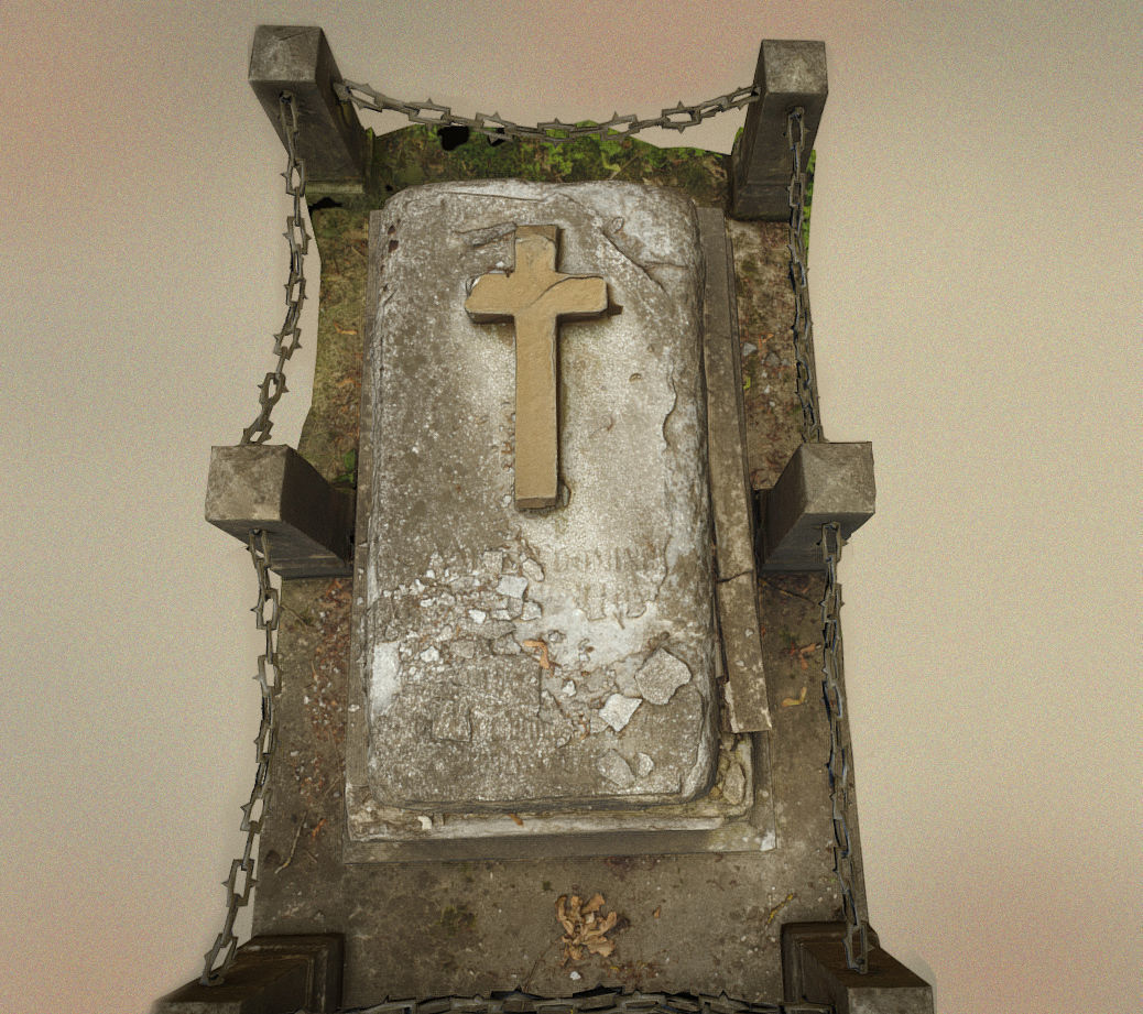 Cemetery graveyard thombstones crosses and a crypt Low-poly 3D model_20