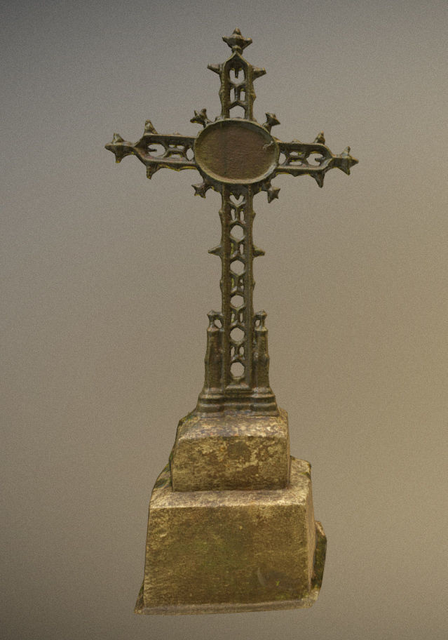 Cemetery graveyard thombstones crosses and a crypt Low-poly 3D model_127