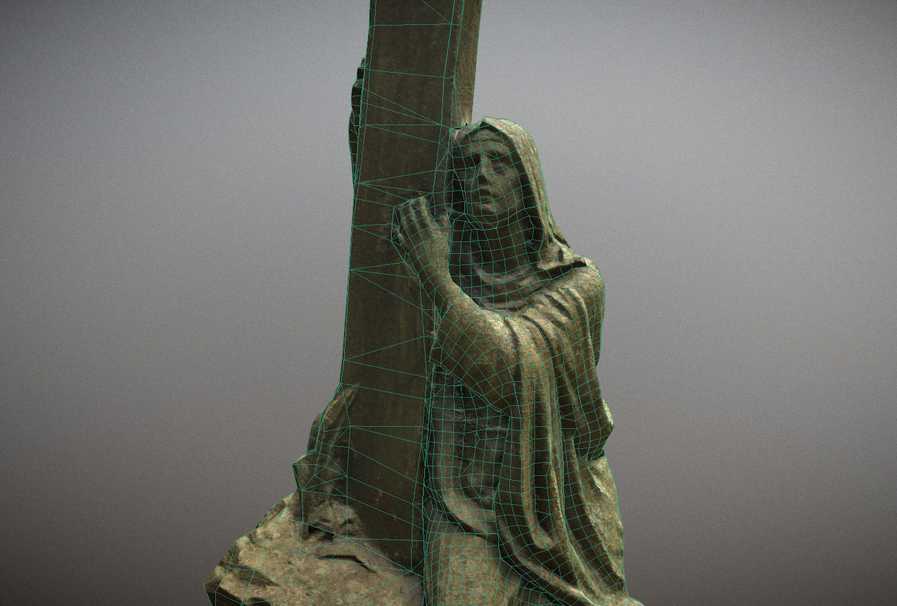 Cemetery graveyard thombstones crosses and a crypt Low-poly 3D model_90